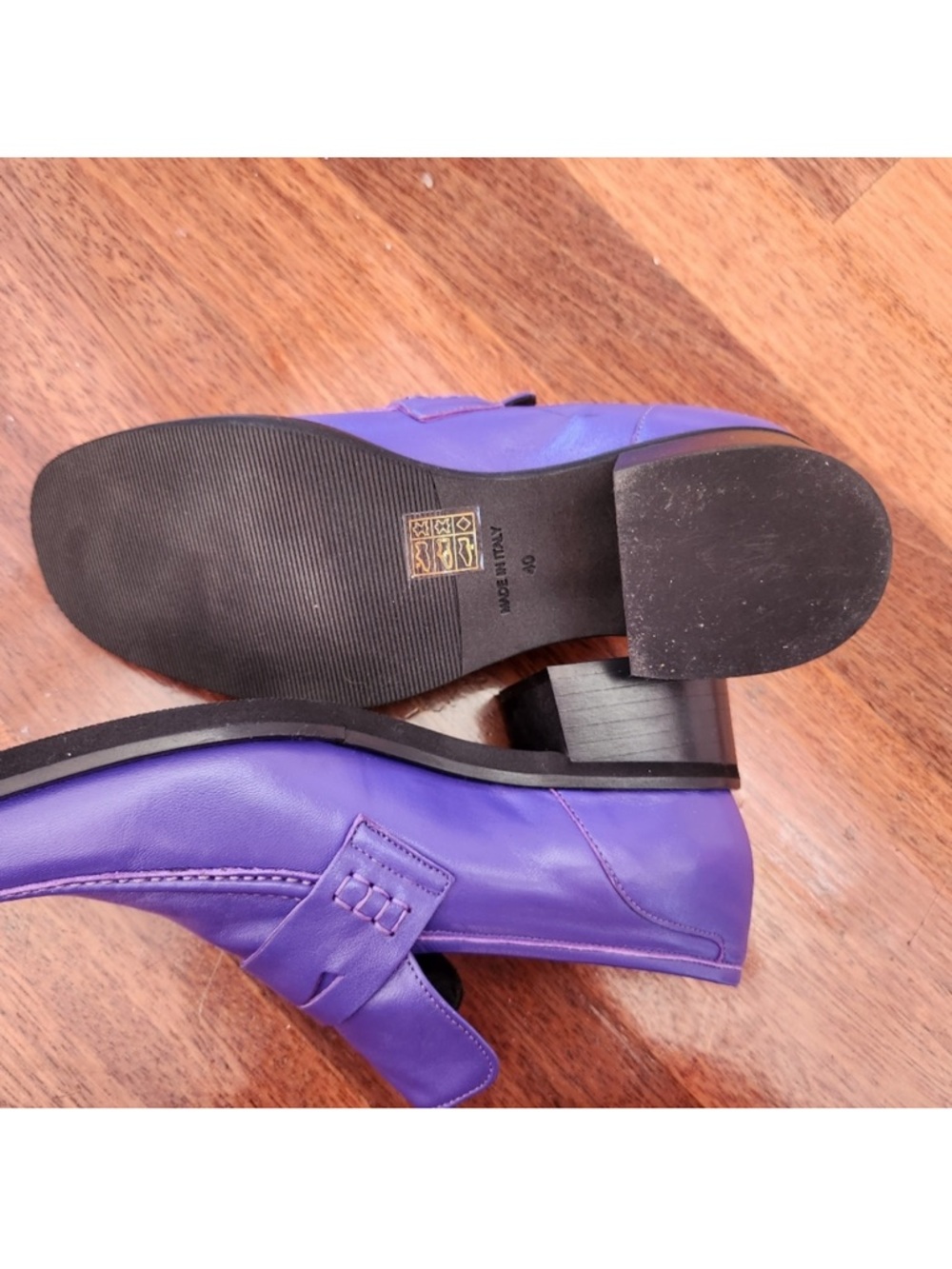 Maguire Purple Leather Italian Square Toe Loafers - 40 - Picture 3 of 8